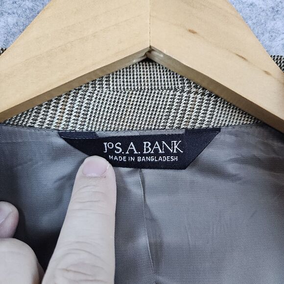 Jos A Bank Men's Size 42R Beige Windowpane‎ Blazer/Sport Coat/Suit Jacket SPOT - Picture 9 of 16